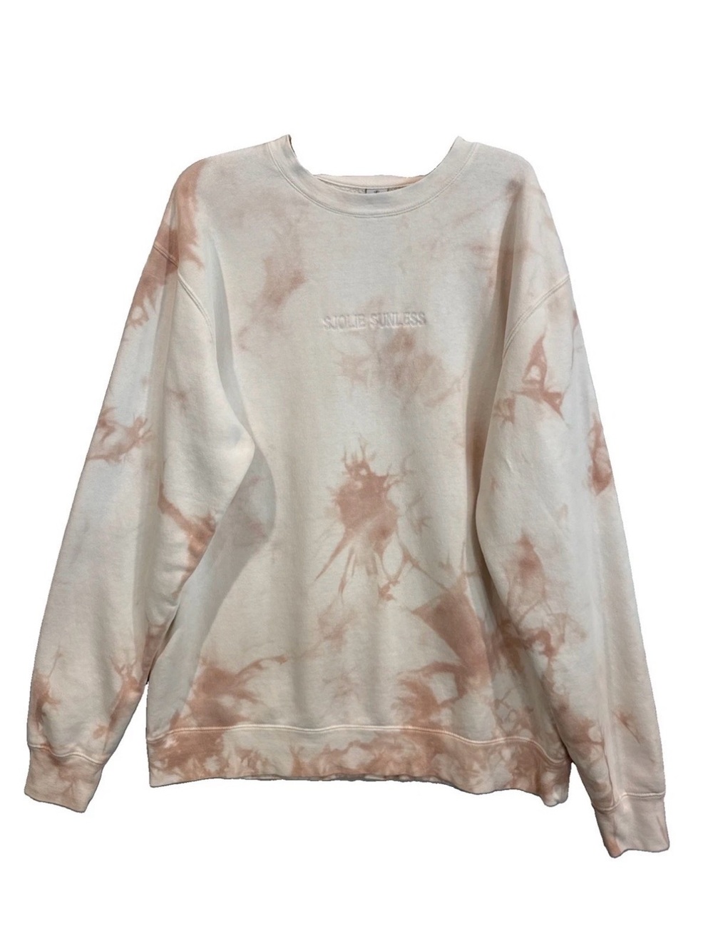 Independent Trading Co. SJOLIE SUNLESS Tie-Dyed White Pink Crewneck Sweatshirt L